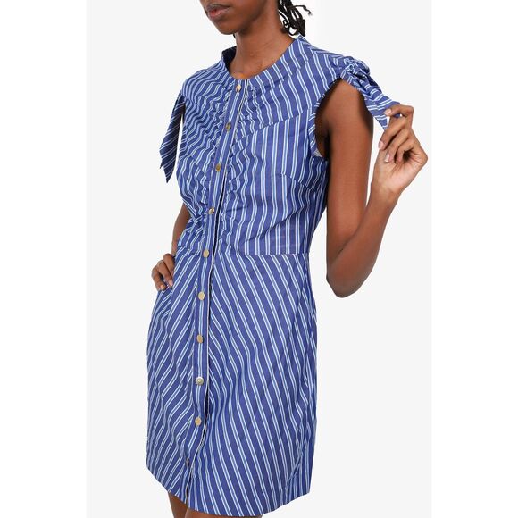 Derek Lam 10 Crosby Blue/White Striped Dutton Down Dress - Picture 2 of 8